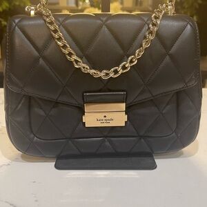 Kate Spade Black Quilted Shoulder Bag with Gold Chain